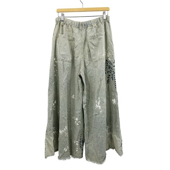 Free People pin striped paint splatter clover wide leg pants - Picture 5 of 9